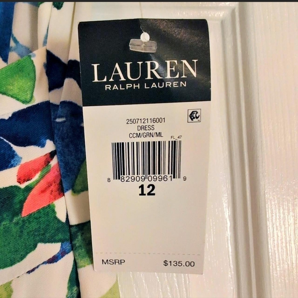 Lauren Ralph Lauren floral faux wrap dress puff bubble‎ sleeves new with tags - Picture 5 of 7